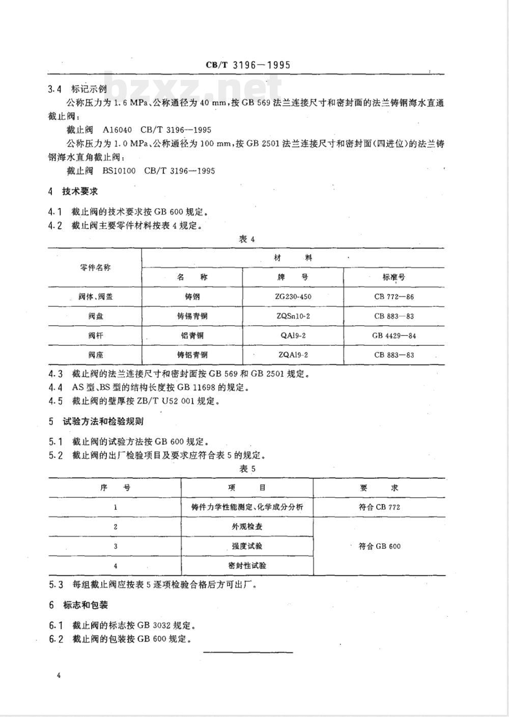 CB/T 3196-1995 法兰铸钢海水截止阀