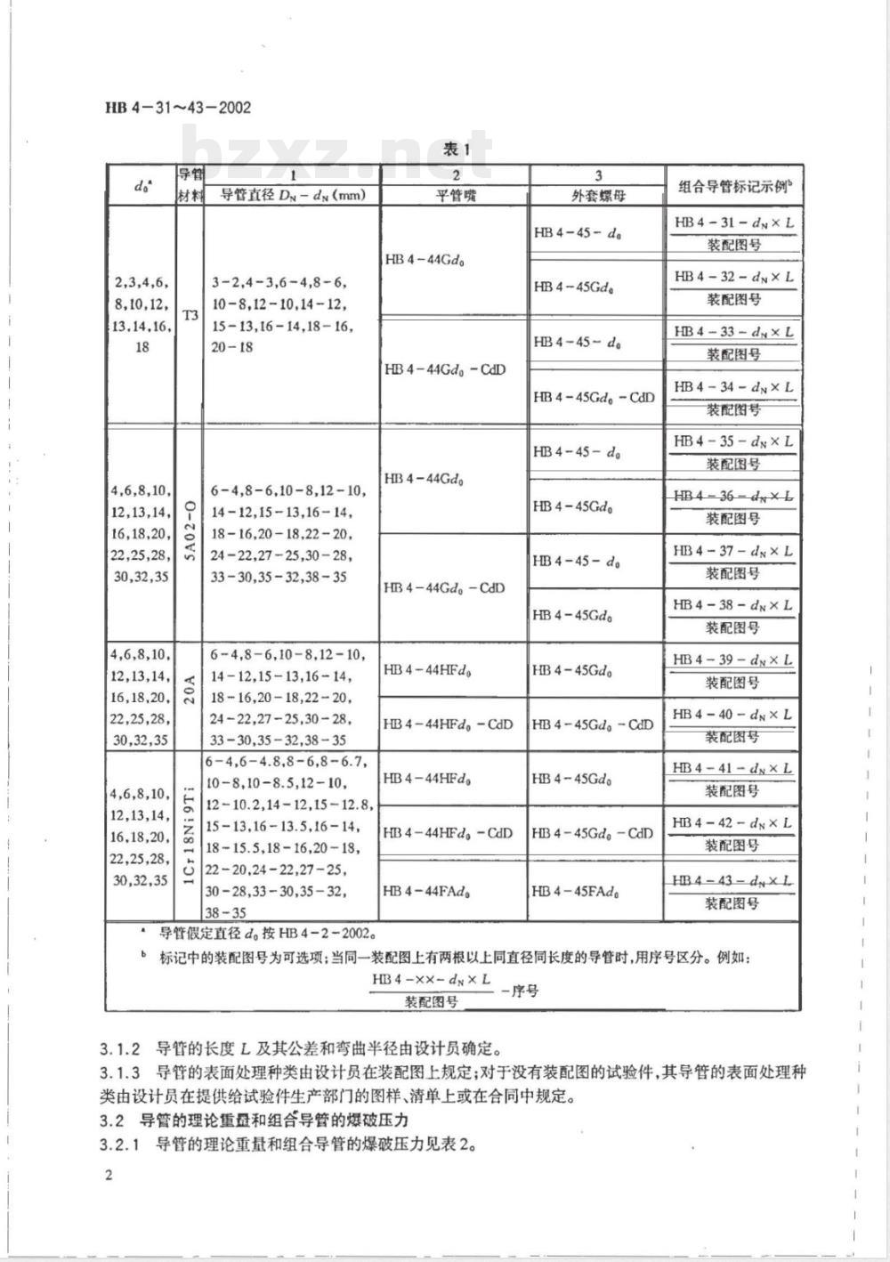 HB 4-31-43-2002 扩口式组合导管 第1尺寸系列