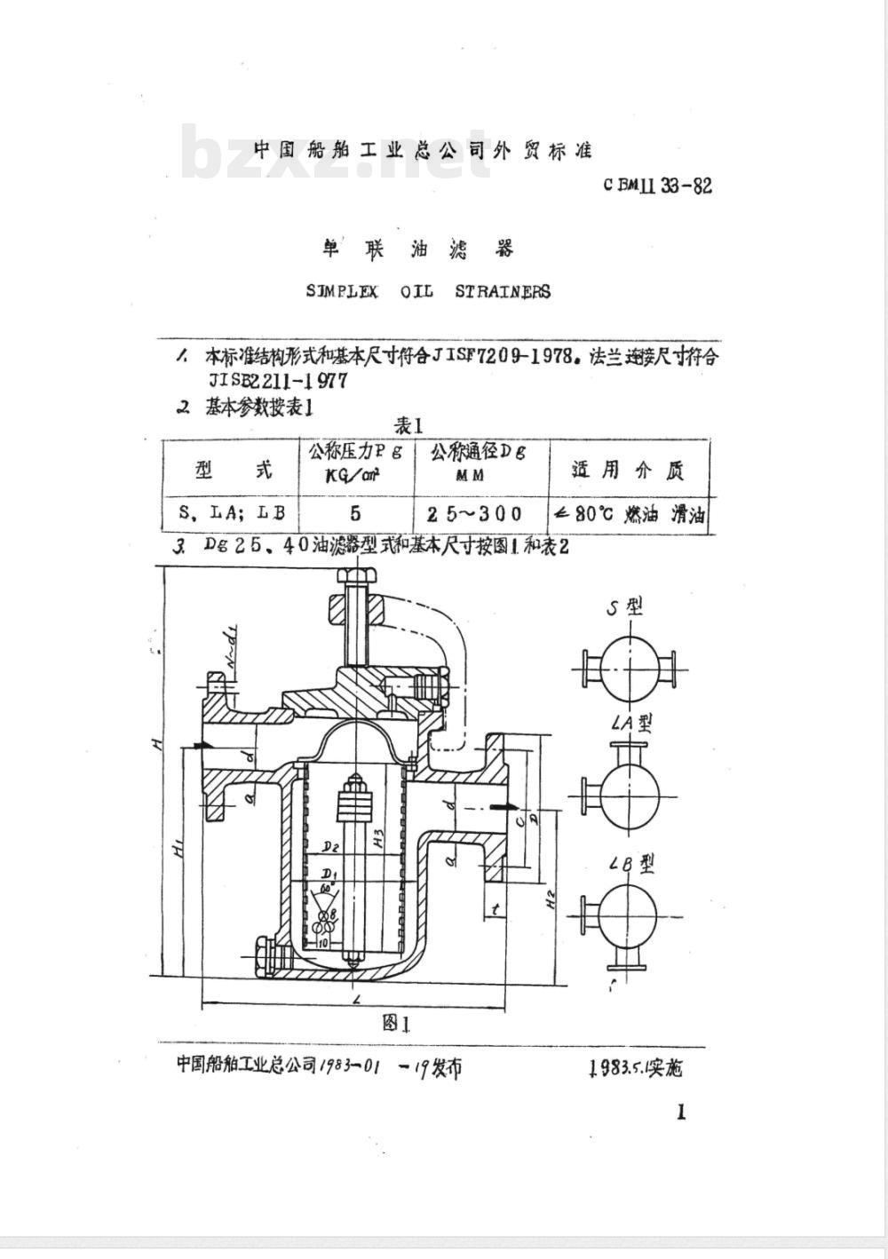 CBM 1133-1982 单联油滤器
