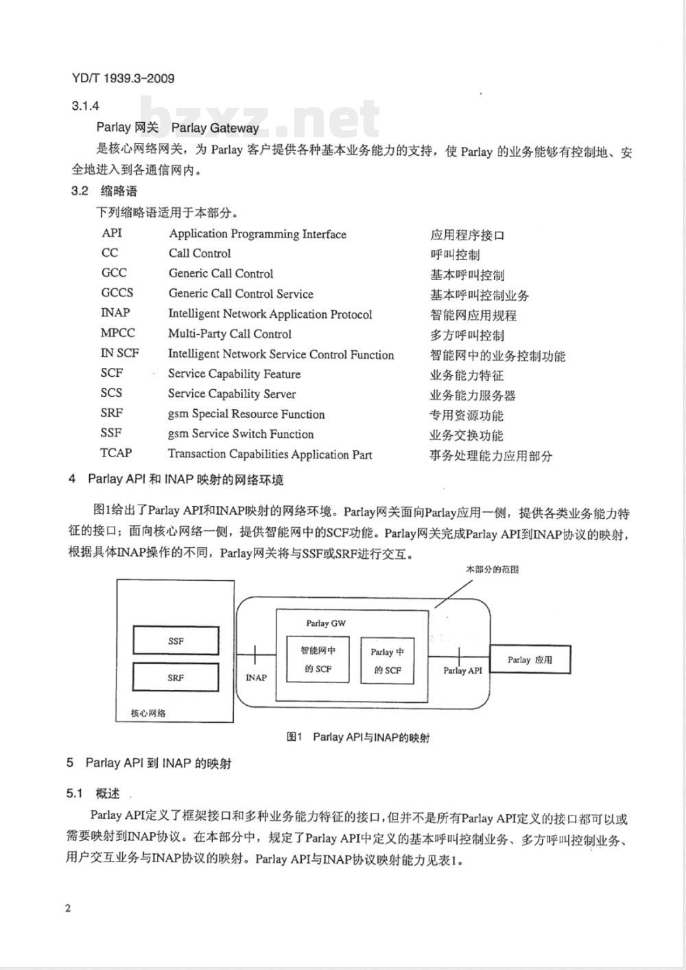 YD/T 1939.3-2009 开放业务接入主程序接口（Parlay API）映射技术要求 第3部分：与智能网应用规程（INAP）的映射