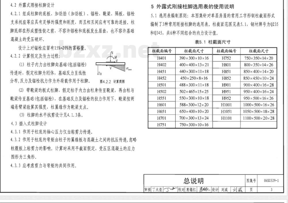 06SG529-1 单层房层钢结构节点构造详图（工字形截面钢柱柱脚连接）