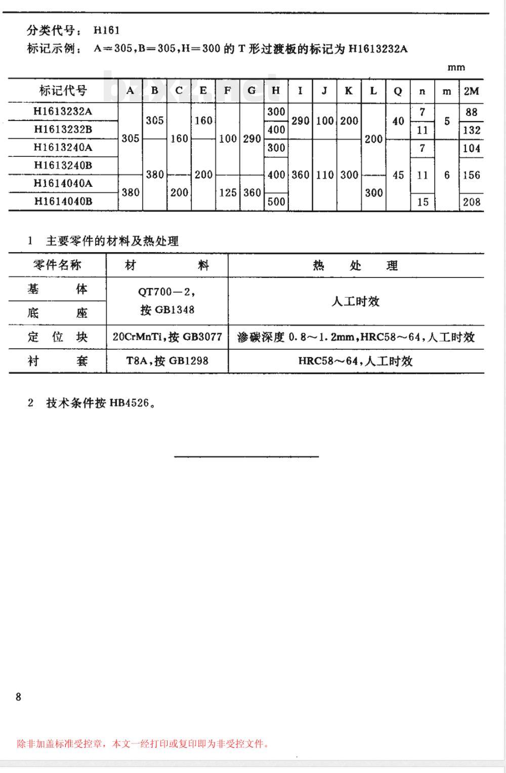 HB 4527.4-1991 Ｈ型孔系组合夹具多夹具基础件 Ｔ形过渡板