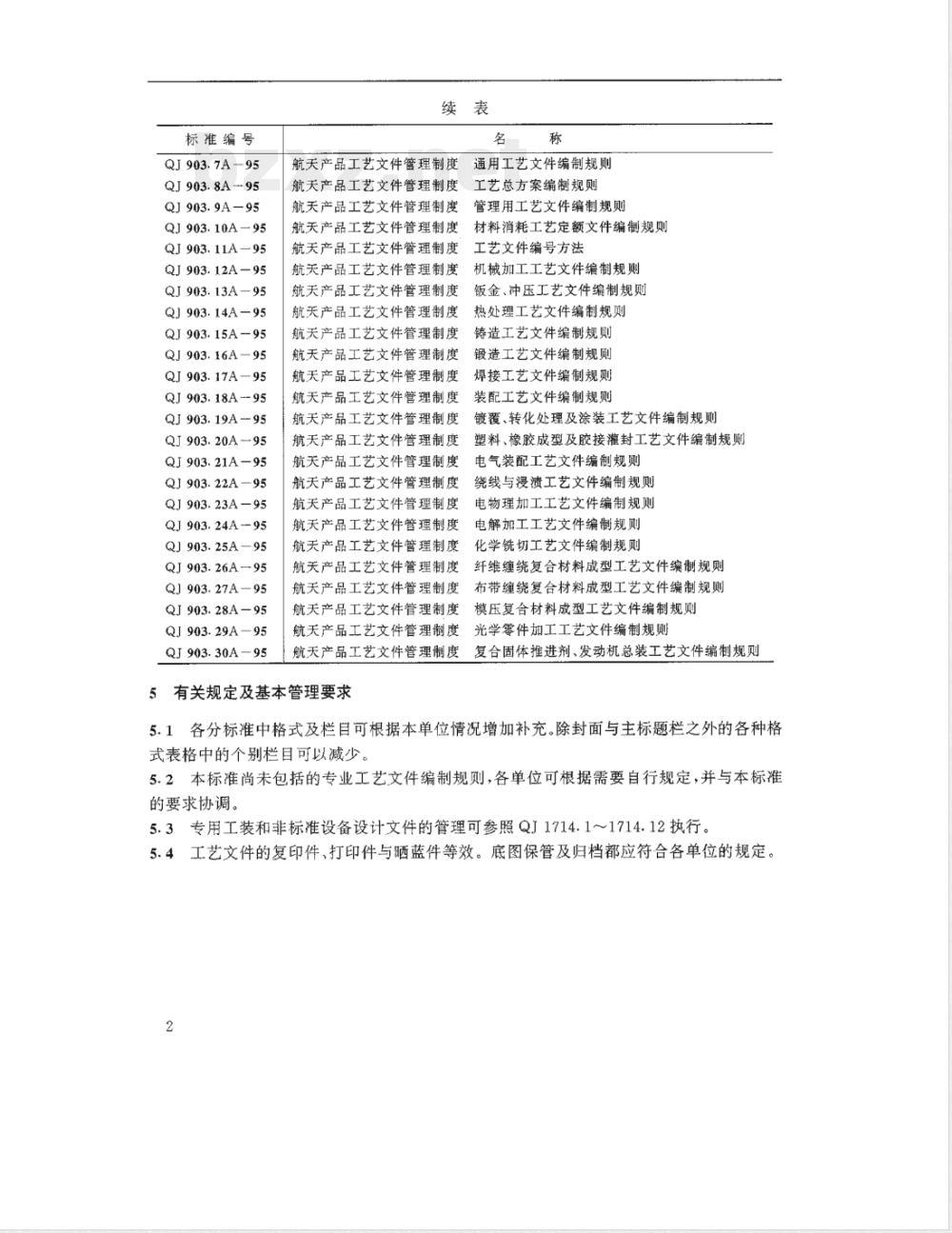 QJ 903.1A-1995 航天产品工艺文件管理制度 总则