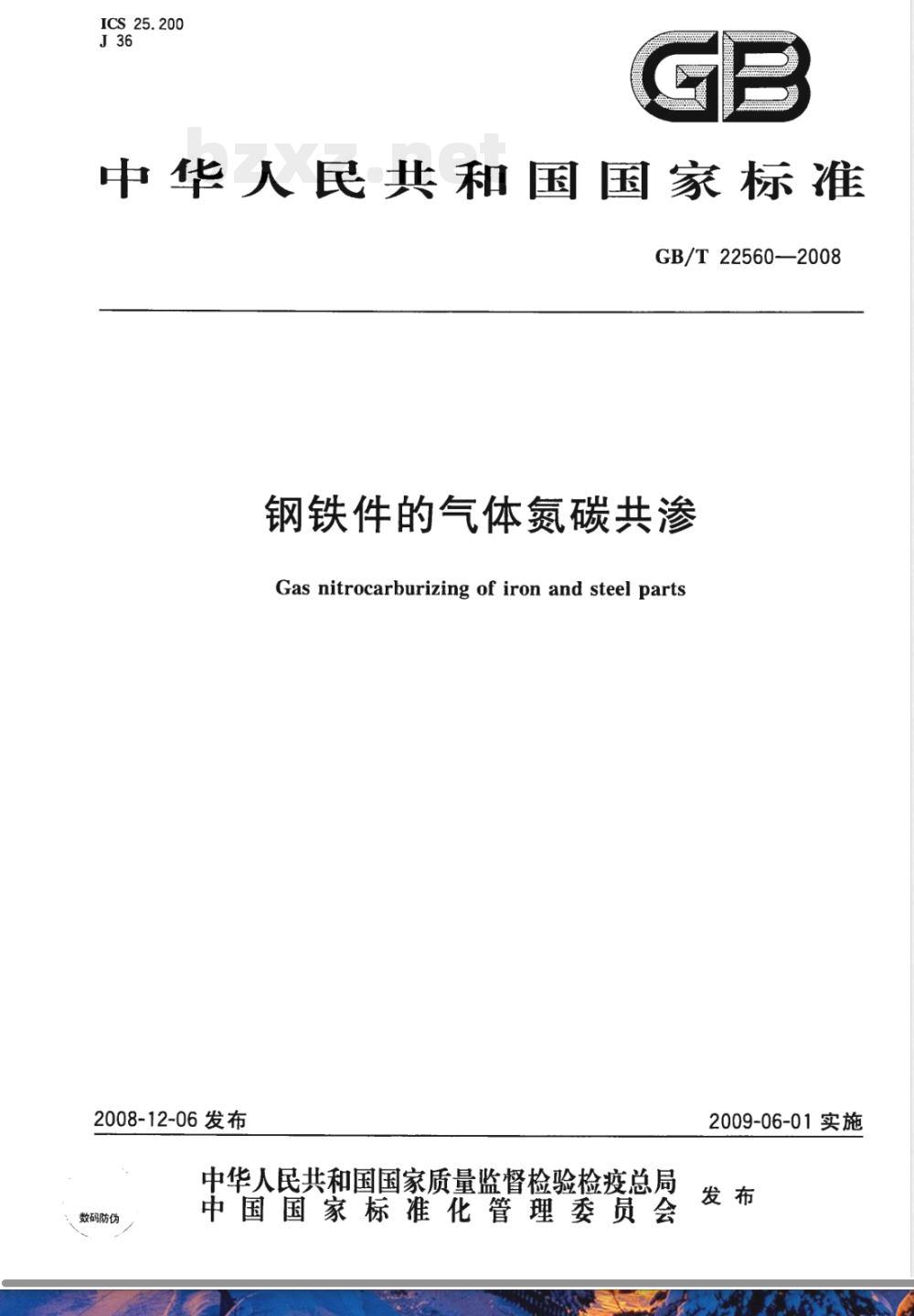 GB/T 22560-2008 钢铁件的气体氮碳共渗