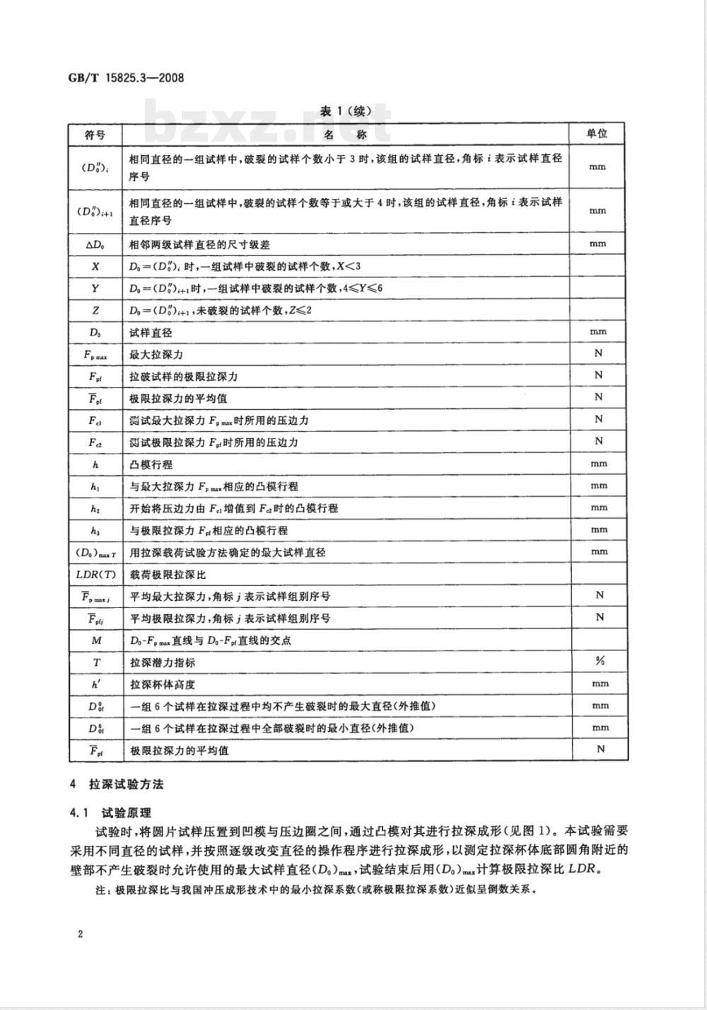 GB/T 15825.3-2008 金属薄板成形性能与试验方法 第3部分：拉深与拉深载荷试验