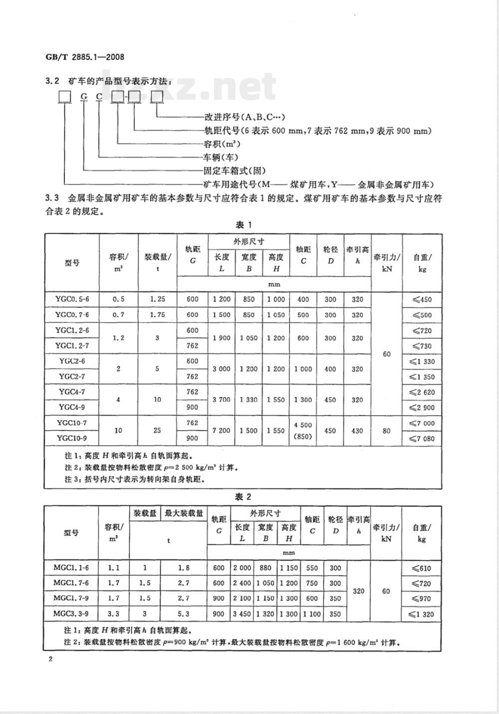 GB/T 2885.1-2008 矿用窄轨车辆 第1部分: 固定车箱式矿车