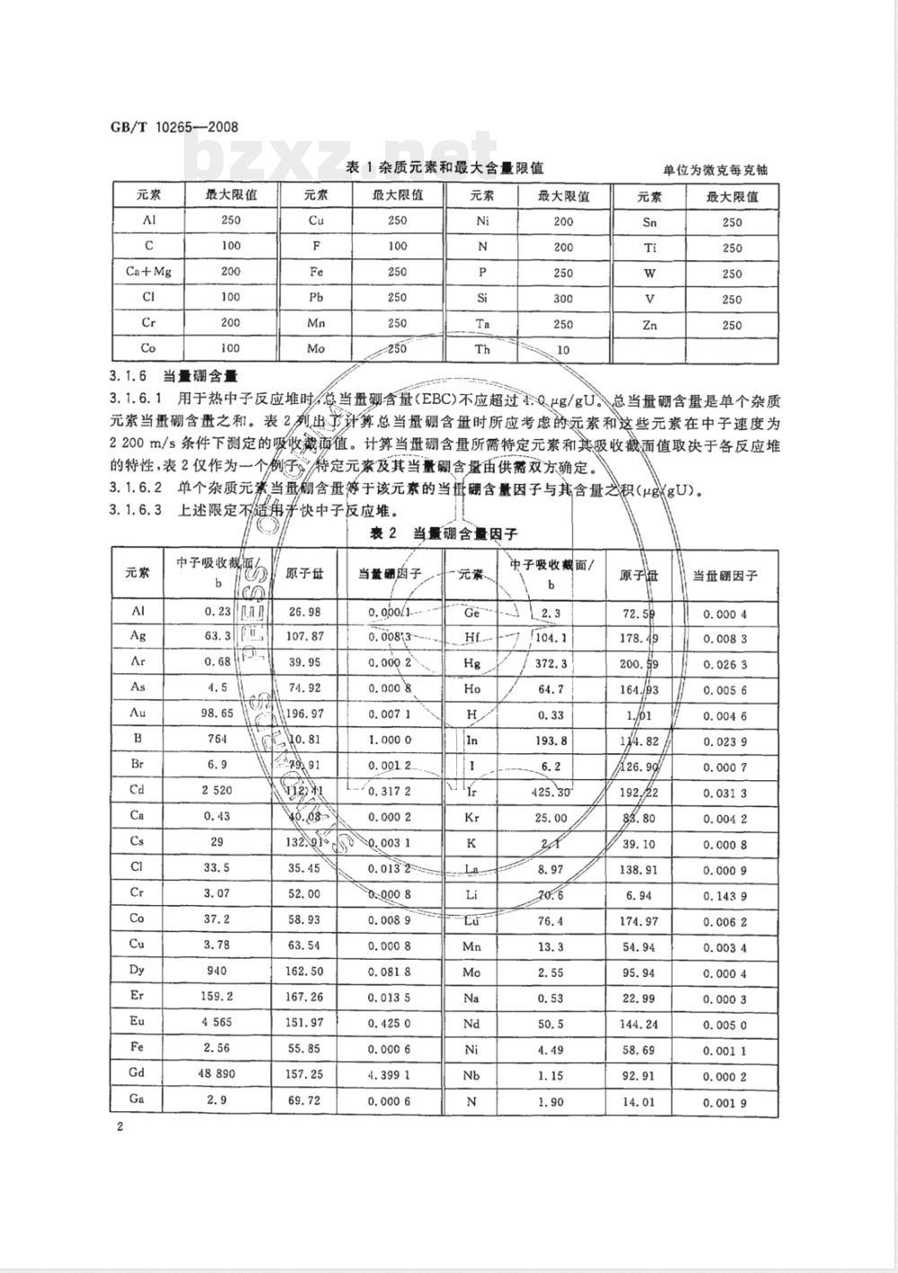 GB/T 10265-2008 核级可烧结二氧化铀粉末技术条件