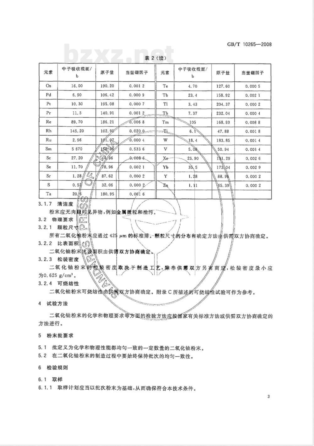 GB/T 10265-2008 核级可烧结二氧化铀粉末技术条件
