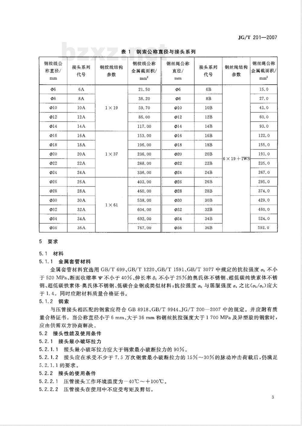 JG/T 201-2007 建筑幕墙用钢索压管接头