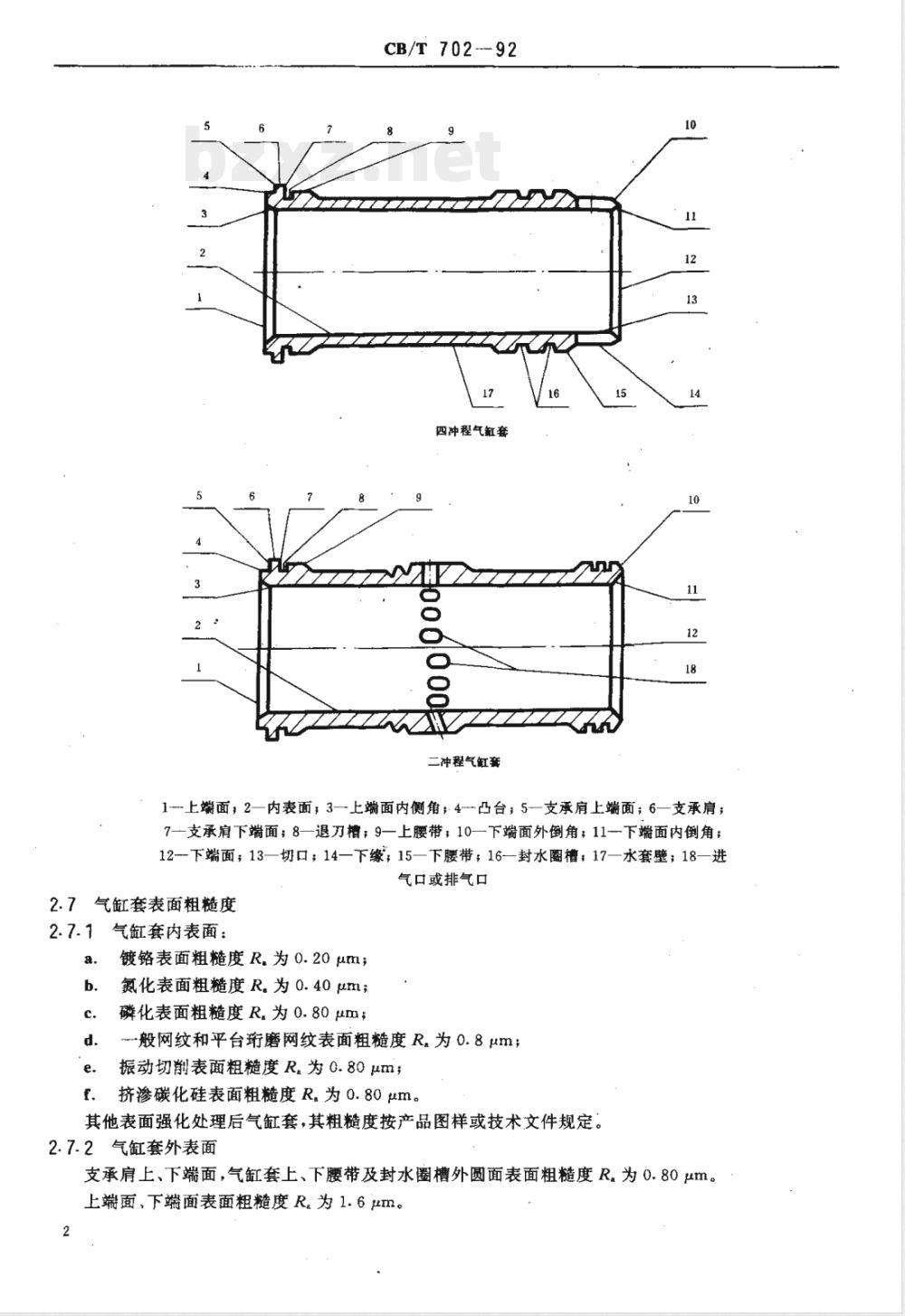 CB/T 702-1992 船用柴油机铸铁气缸套技术条件