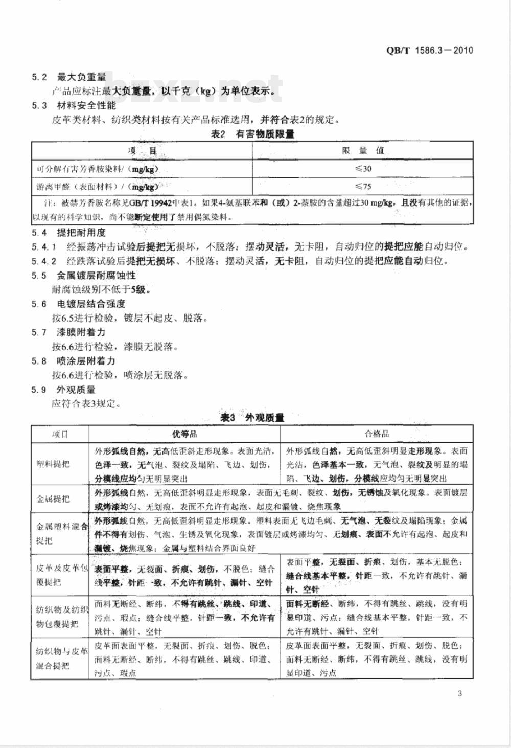 QB/T 1586.3-2010箱包五金配件  箱提把 