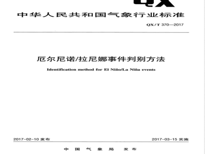 QX/T 370-2017厄尔尼诺/拉尼娜事件判别方法 