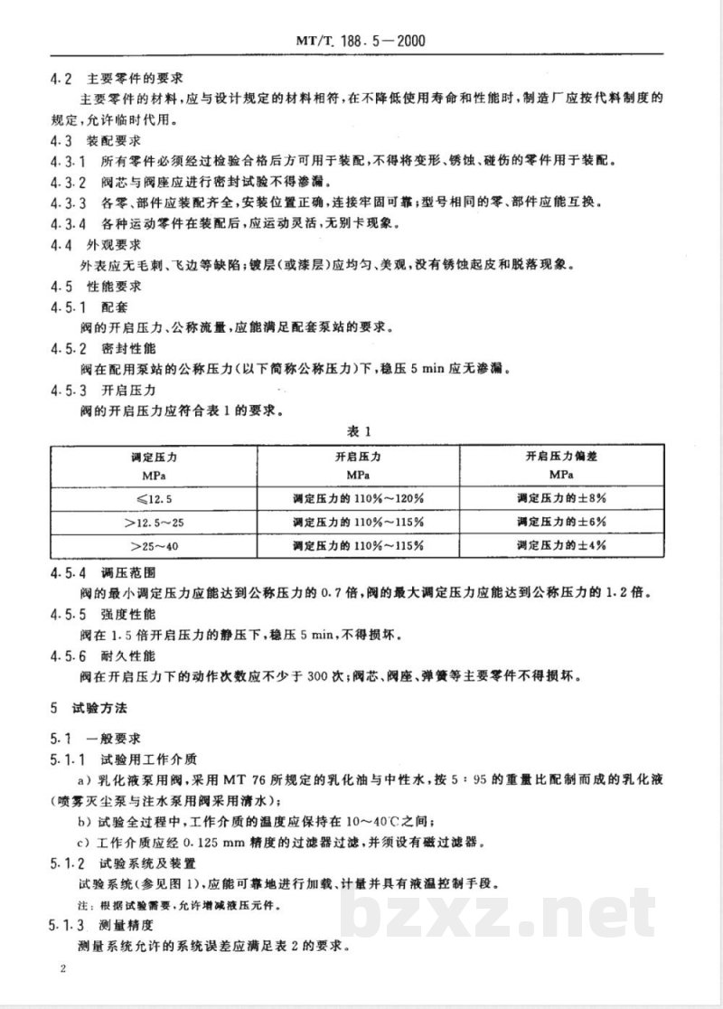 MT/T 188.5-2000 煤矿用乳化液泵站安全阀技术条件