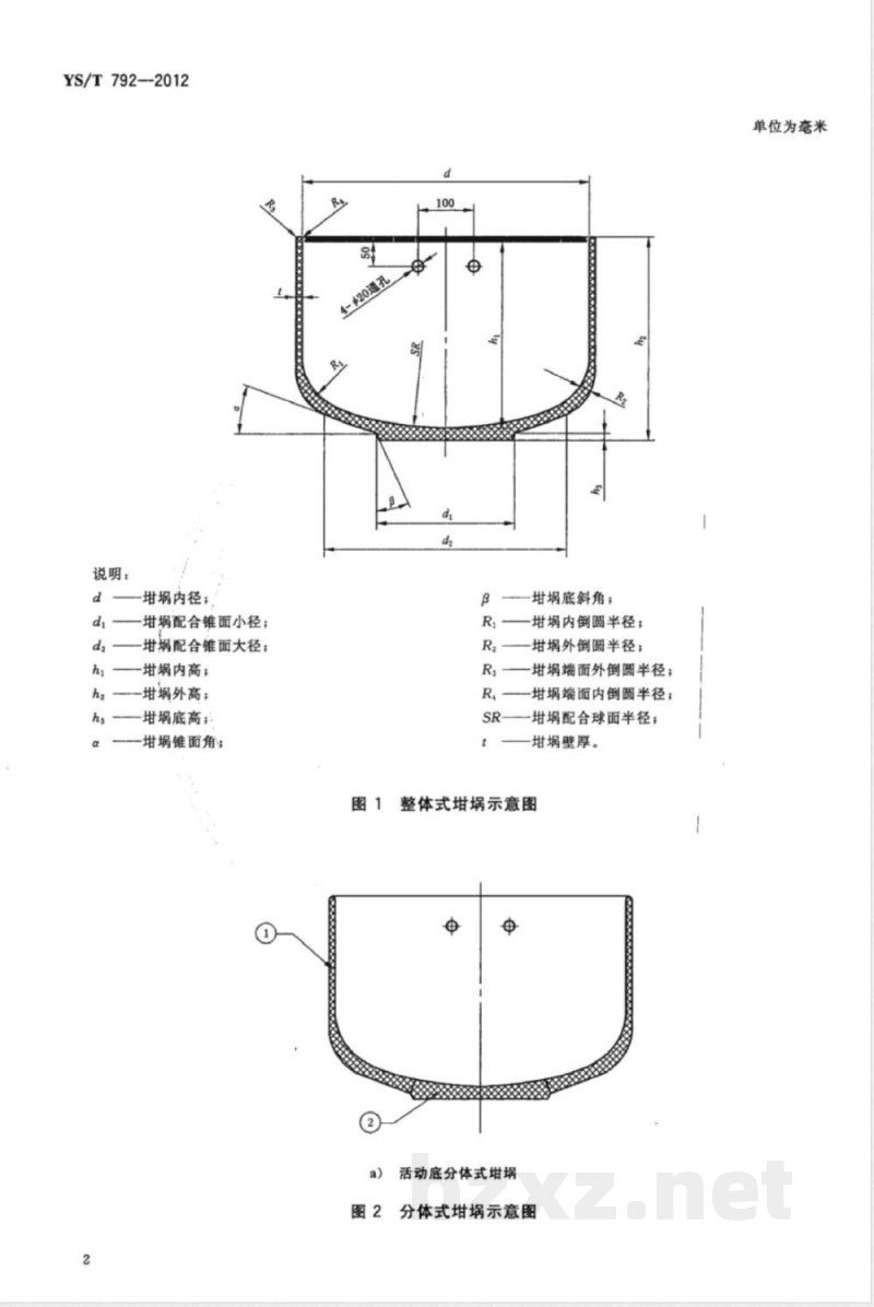 YS/T 792-2012单晶炉用碳/碳复合材料坩埚 