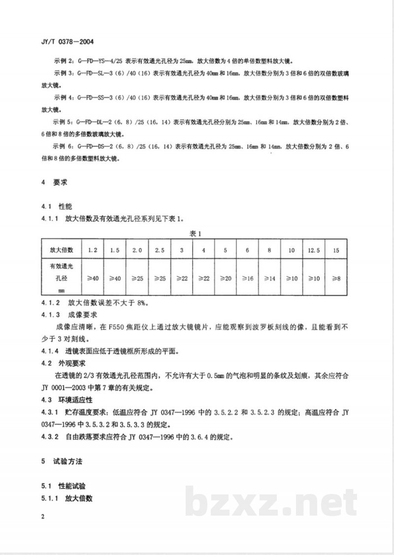 JY/T 0378-2004 手持放大镜
