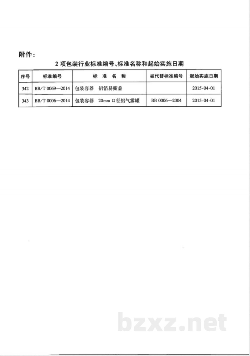 BB/T 0006-2014包装容器 20mm口径铝气雾罐 