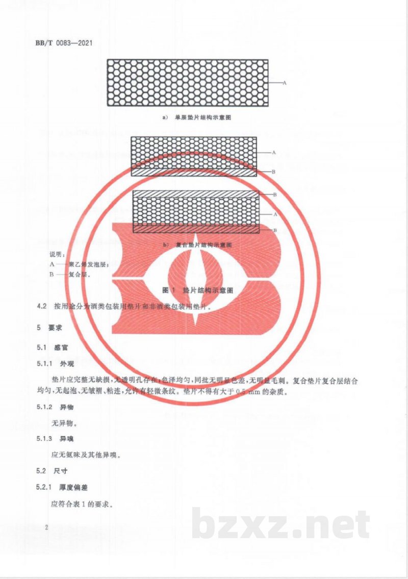BB/T 0083-2021食品包装容器用聚乙烯发泡垫片 