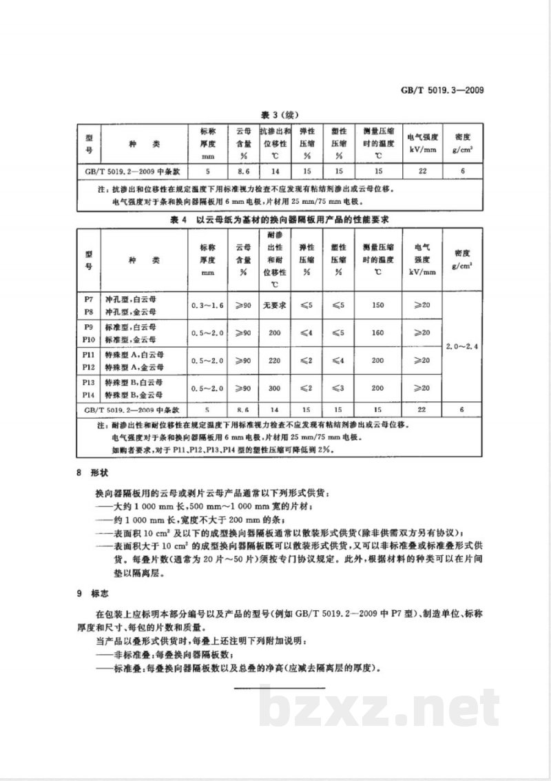 GB/T 5019.3-2009  以云母为基的绝缘材料 第3部分：换向器隔板和材料