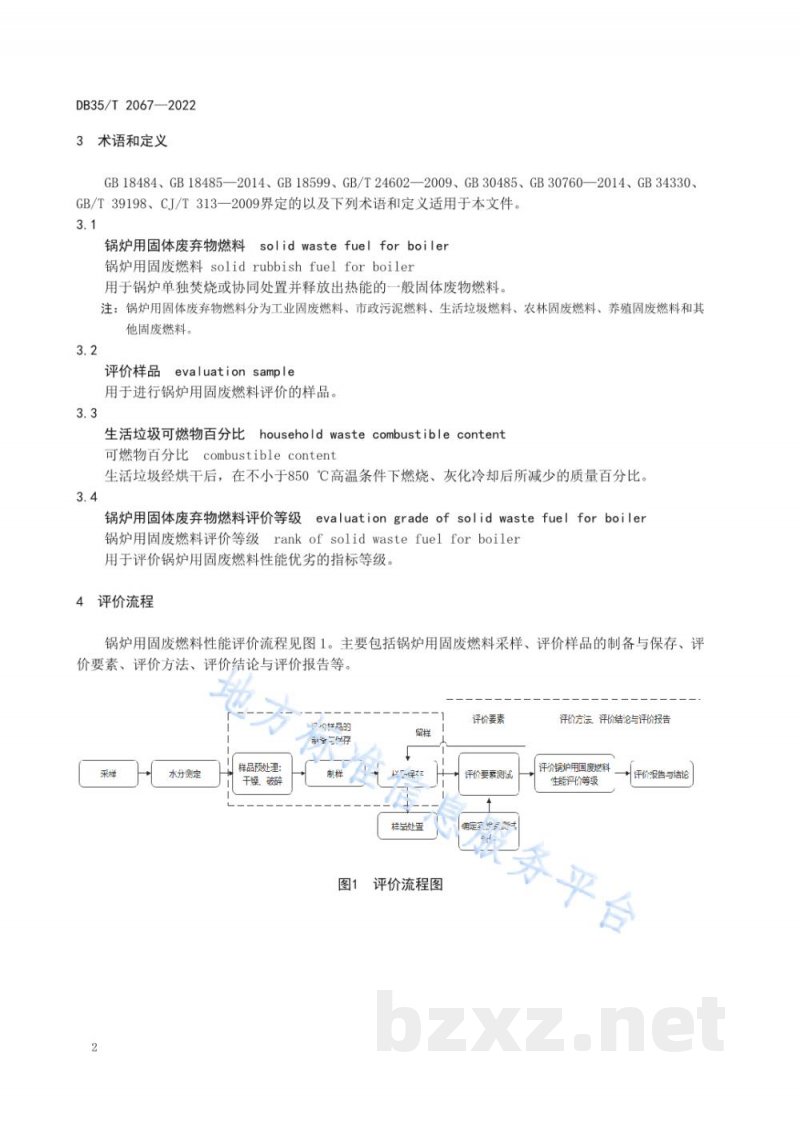 DB35/T 2067-2022锅炉用固体废弃物燃料性能评价规则