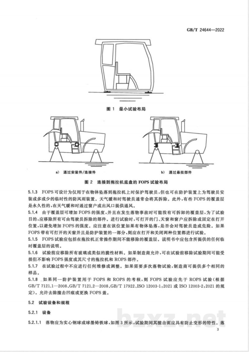 GB/T 24644-2022农林拖拉机和机械 落物防护装置 试验规程和性能要求 
