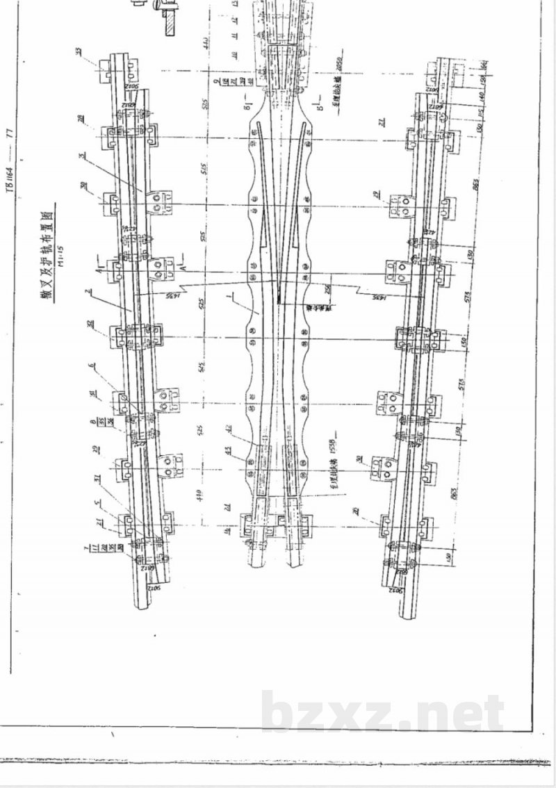 TB/T 1164-1977 每米50公斤钢轨9号辙叉及护轨(高锰钢整铸直线辙叉)