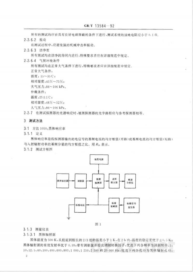 GB/T 13584-1992 红外探测器参数测试方法